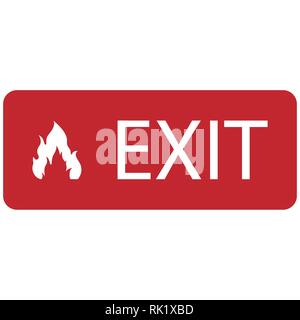 Vector illustration red emergency exit sign, symbol, icon isolated on white background Stock Vector