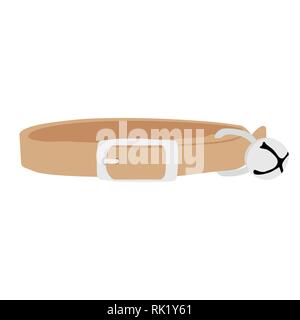Vector illustration brown pet, animal collar. Dog or cat collar with bell Stock Vector
