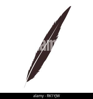 Vector illustration detailed feather silhouette isolated on white Stock Vector