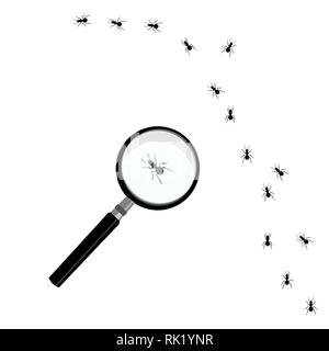 Vector illustration line of worker ants marching to some destination. Ant road Stock Vector