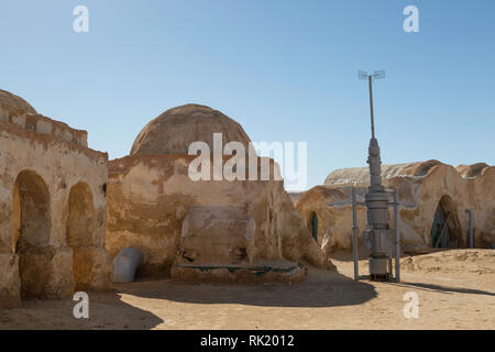 TOZEUR, TUNISIA - MAY 17, 2017: Houses from planet Tatouine, movie set for Star Wars movie Stock Photo