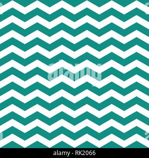 Vector Chevron Seamless Pattern. Bold teal and white chevron or zig zag pattern. Stock Vector