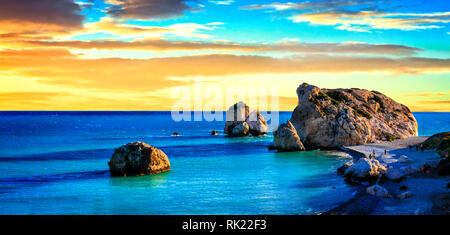 Beautiful beach of Cyprus island,Petra tou Romiou. Stock Photo