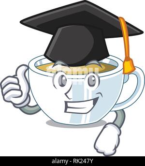 Graduation ginger tea above character wooden table Stock Vector