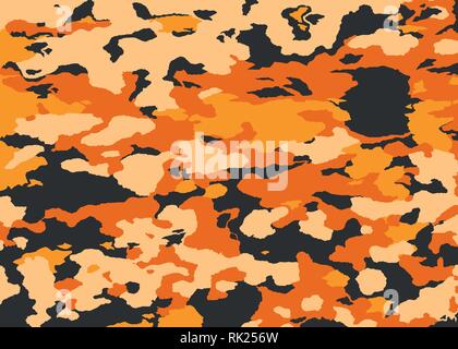 Orange camouflage pattern. Modern abstract camo Vector background