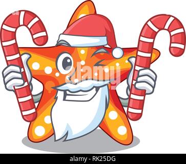 Santa with candy underwater sea in the starfish mascot Stock Vector
