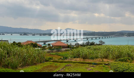 The beautiful Kouri Bridge in Okinawa, Japan Stock Photo