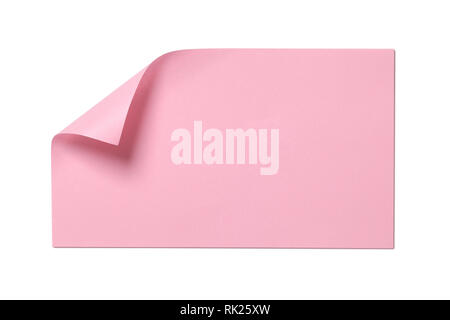 Blank pink note paper isolated on white background Stock Photo