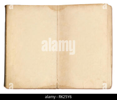 Blank pages in old notebook isolated Stock Photo