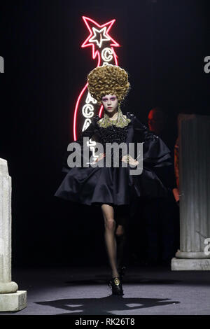 Fashion Show - Moschino Pre-Fall 2019 - Catwalk - Cinecitta Studios  Featuring: Model Where: Rome, Italy When: 08 Jan 2019 Credit: IPA/WENN.com  **Only available for publication in UK, USA, Germany, Austria, Switzerland**