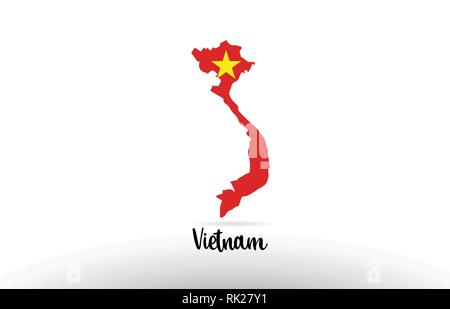 Vietnam country flag inside country border map design suitable for a logo icon design Stock Vector