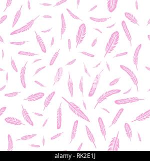 Pink Feathers Seamless Pattern Stock Vector