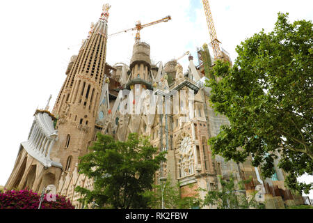 BARCELONA, SPAIN - JULY 12, 2018: The Basilica i Temple Expiatori de la Sagrada Familia, Barcelona, Catalonia, Spain Stock Photo