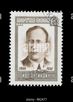 Postage stamp from the Soviet Union depicting Toyvo Antikaynen, Finnish workers organizer. Stock Photo