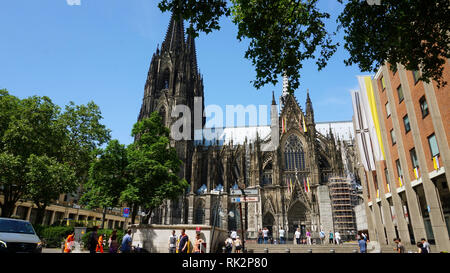 COLOGNE, GERMANY - MAY 31, 2018: tourists visiting Cologne Cathedral, Germany Stock Photo