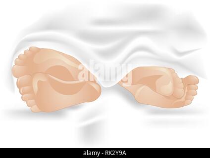 Couple feet sleeping separately symbolizing couple having family problem Stock Vector