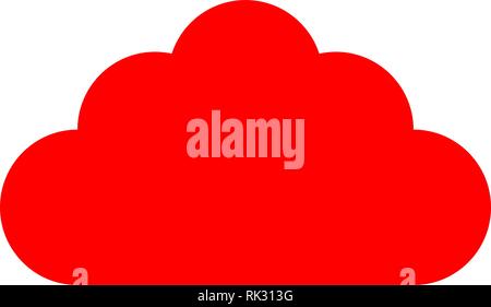 Cloud symbol icon - red simple, isolated - vector illustration Stock Vector