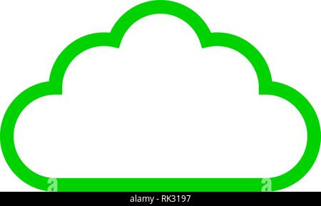 Cloud symbol icon - green simple outline, isolated - vector illustration Stock Vector