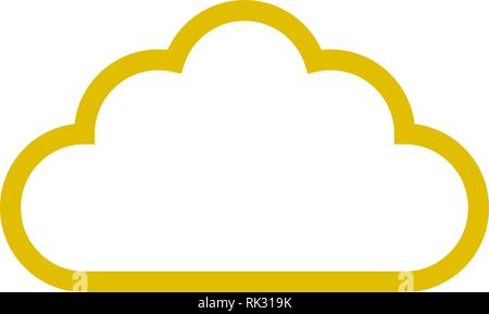Cloud symbol icon - golden simple outline, isolated - vector illustration Stock Vector