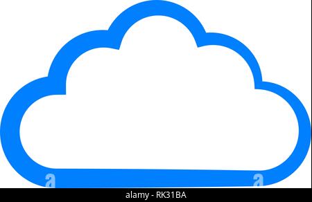 Cloud symbol icon - blue simple outline, isolated - vector illustration Stock Vector