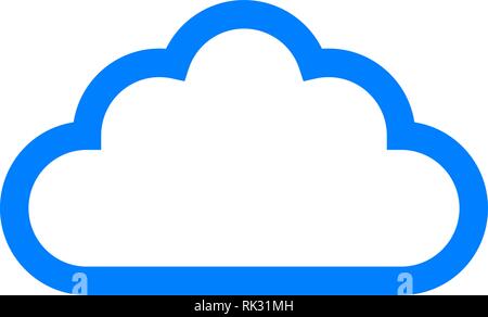Cloud symbol icon - blue simple outline, isolated - vector illustration Stock Vector