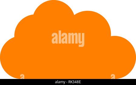 Cloud symbol icon - orange simple, isolated - vector illustration Stock Vector