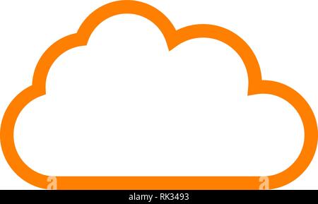 Cloud symbol icon - orange simple outline, isolated - vector illustration Stock Vector