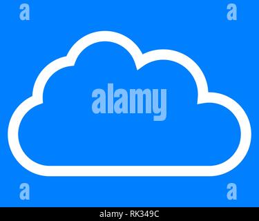 Cloud symbol icon - white simple outline, isolated - vector illustration Stock Vector