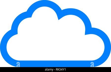 Cloud symbol icon - blue simple outline, isolated - vector illustration Stock Vector