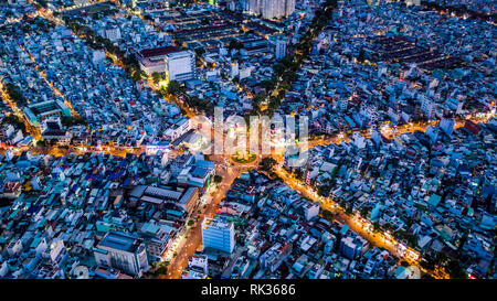 Nga sau Cong Hoa roundabout or traffic circle, Ho Chi Minh City or Saigon, Vietnam Stock Photo