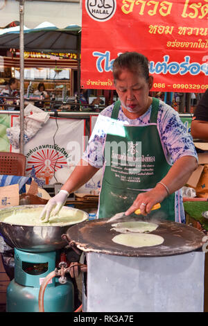 Food vendor, Warorot Market, Chiang Mai, Thailand Stock Photo
