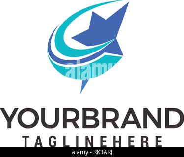 fast star logo, launch star logo design Stock Vector