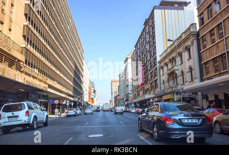 Pretoria, South Africa, 22 August - 2018: Cars driving down road in city center. Stock Photo