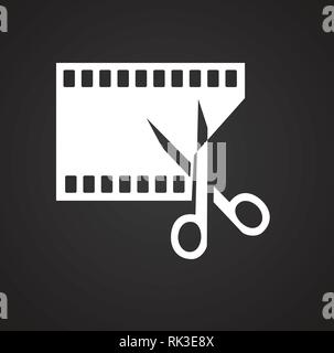 Video edit icon on black background for graphic and web design, Modern simple vector sign. Internet concept. Trendy symbol for website design web button or mobile app. Stock Vector