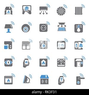 Smart home blue grey set on black background for graphic and web design, Modern simple vector sign. Internet concept. Trendy symbol for website design web button or mobile app. Stock Vector