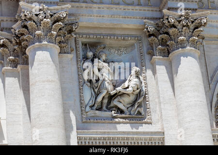 The statues on beautiful Trevi Fountain Stock Photo