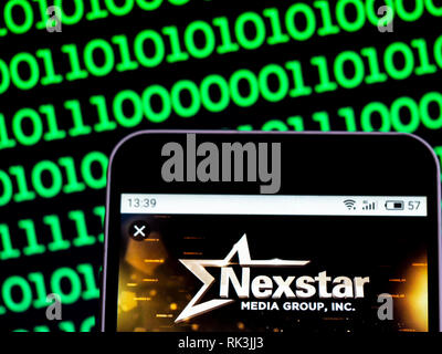 Nexstar Media Group Television broadcasting company  logo seen displayed on a smart phone. Stock Photo