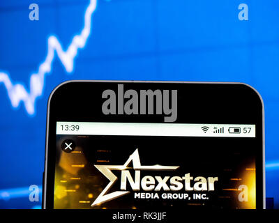 Nexstar Media Group Television broadcasting company  logo seen displayed on a smart phone. Stock Photo