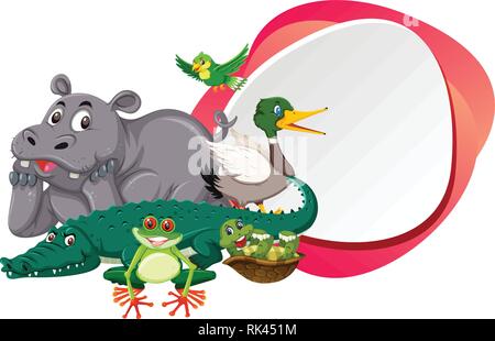 Border template design with cute crocodile illustration Stock Vector ...