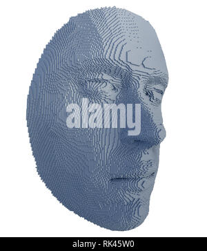 Abstract human face constructing from cubes Stock Photo