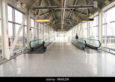 NEW YORK - MARCH 13, 2016: inside of JFK airport. John F. Kennedy International Airport is a major international airport located in Queens, New York C Stock Photo