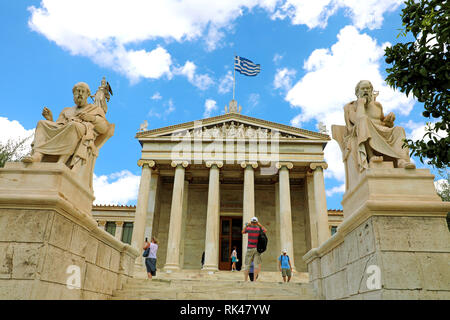 ATHENS, GREECE- JULY 18, 2018: Facade of Athens Academy, Greece Stock Photo