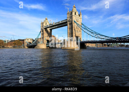 Autumn, Tower Bridge, a combined bascule and suspension bridge, River Thames, London City, England. Stock Photo