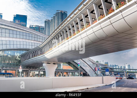 West Kowloon, Hong Kong FEB 04, 2019 : Hong Kong West Kowloon Station. It is the only station in the Hong Kong section and connects to the mainland Ch Stock Photo