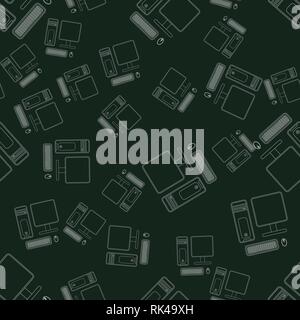seamless pattern with desktop pc. computer print Stock Vector