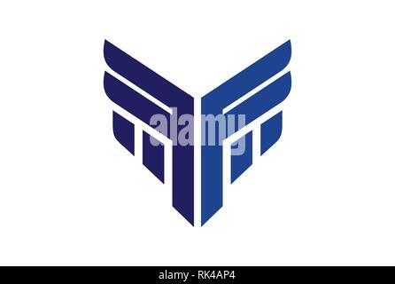 abstract letter f eagle face logo icon Stock Vector