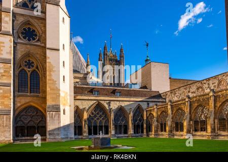 London, England / United Kingdom - 2019/01/28: Inner courtyard of the royal Westminster Abbey, formally Collegiate Church of St. Peter at Westminster 