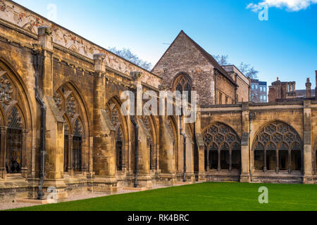London, England / United Kingdom - 2019/01/28: Cloisters and inner courtyard of the royal Westminster Abbey, formally Collegiate Church of St. Peter a Stock Photo