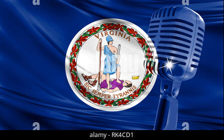 Microphone on fabric background of flag State of Virginia close-up Stock Photo