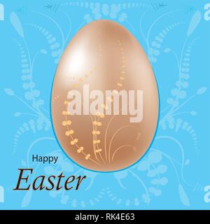 Easter egg Golden, pattern background.Vector illustration. Stock Vector